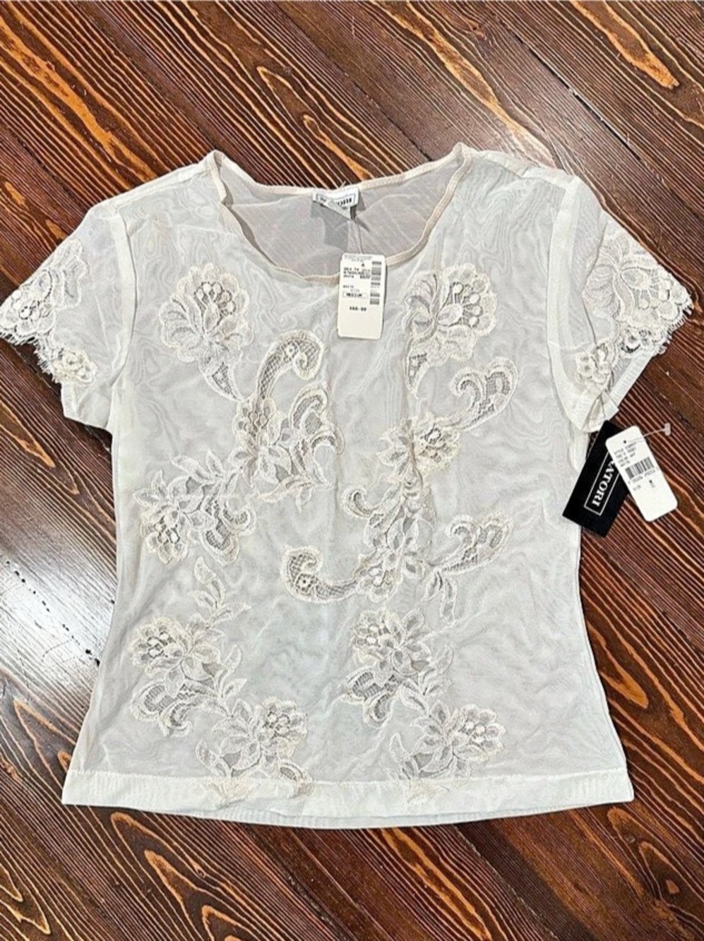 Vintage Natori Floral Lace Top in White Size Medium NWT